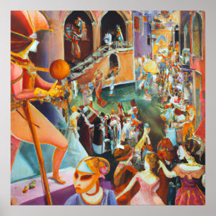 Poster Carnaval na pintura de comemoração de Veneza