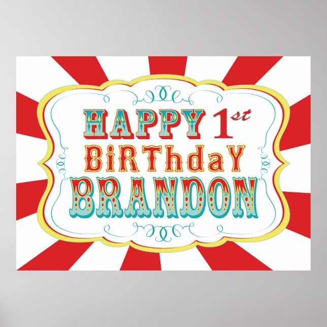 Póster Carnaval ou Banner Circus Birthday para Brandon (Frente)