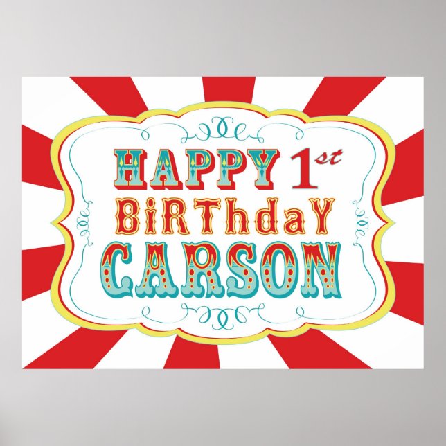 Poster Carnaval ou Banner Circus Birthday para Carson (Frente)