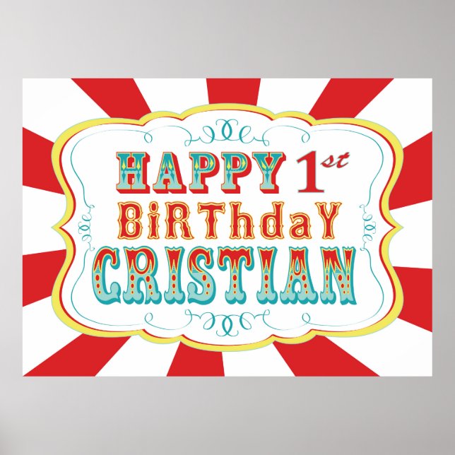 Póster Carnaval ou Banner Circus Birthday para Cristian (Frente)