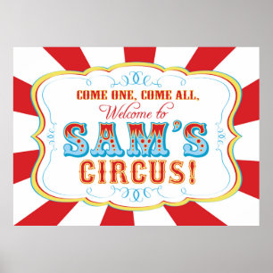 Póster Carnaval ou Banner Circus Birthday para Sam