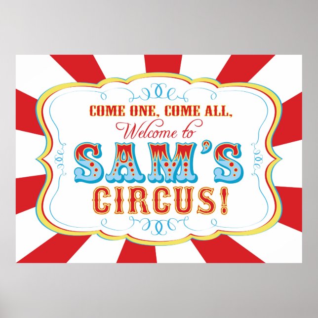 Póster Carnaval ou Banner Circus Birthday para Sam (Frente)