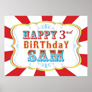 Poster Carnaval ou Banner Circus Birthday para Sam