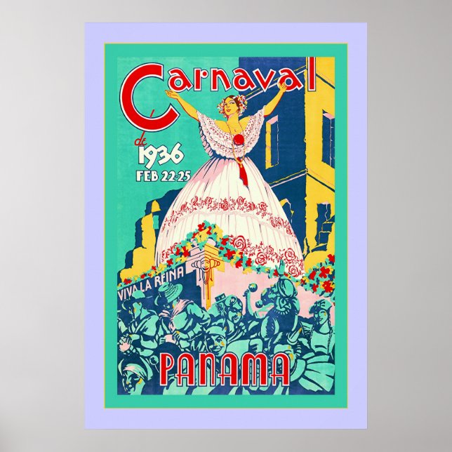 Poster Carnaval ~ Panamá ~ Viagens vintage (Frente)