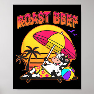 Poster Carne Assada Praia Vaca Fazendeiro Divertido Crist