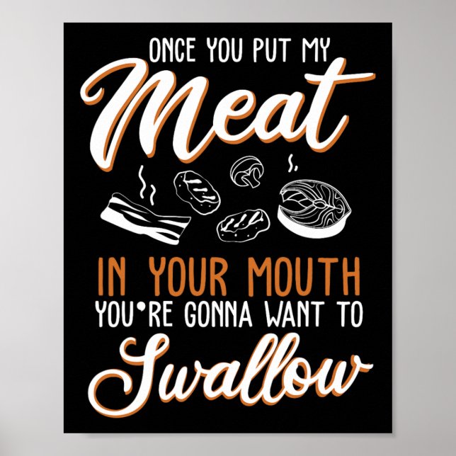 Poster Carne De Design Suja Para Presente No Churrasco Da (Frente)