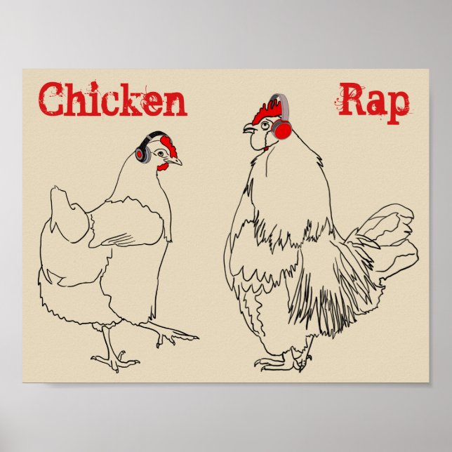 Poster Carne de frango Rap sem grana Arte animal engraçad (Frente)