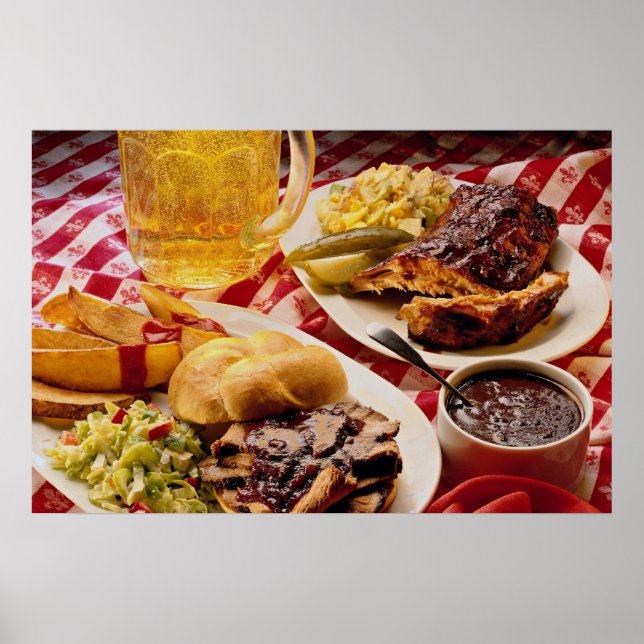 Póster Carne deliciosa churrascada num pão de kaiser (Frente)