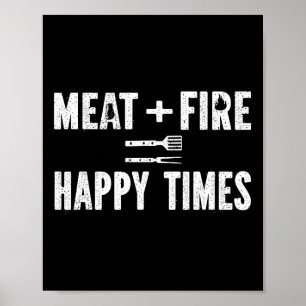 Poster Carne Fogo Tempos Felizes Divertido Churrasco Grel