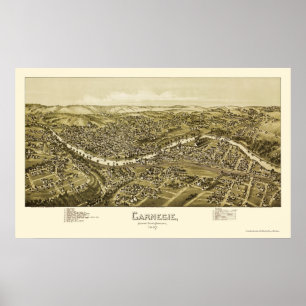 Póster Carnegie, mapa panorâmico do PA - 1897