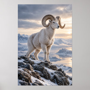 Poster Carneiro Selvagem da Montanha em Cume Alpino Nevad
