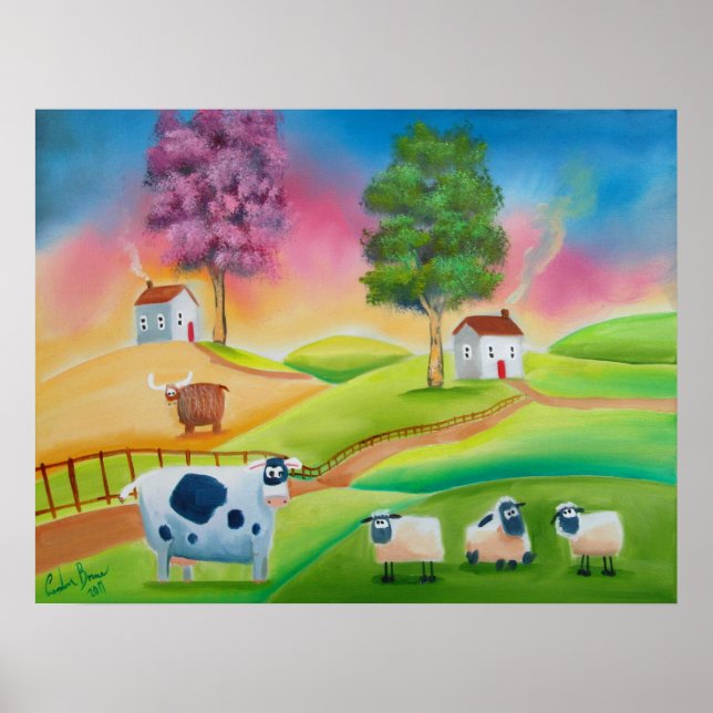 Poster Carneiros bonitos vacas loucas pintura não ingênua (Frente)