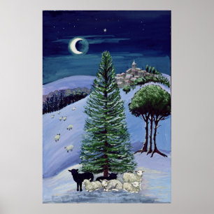 Póster Carneiros em uma paisagem do inverno