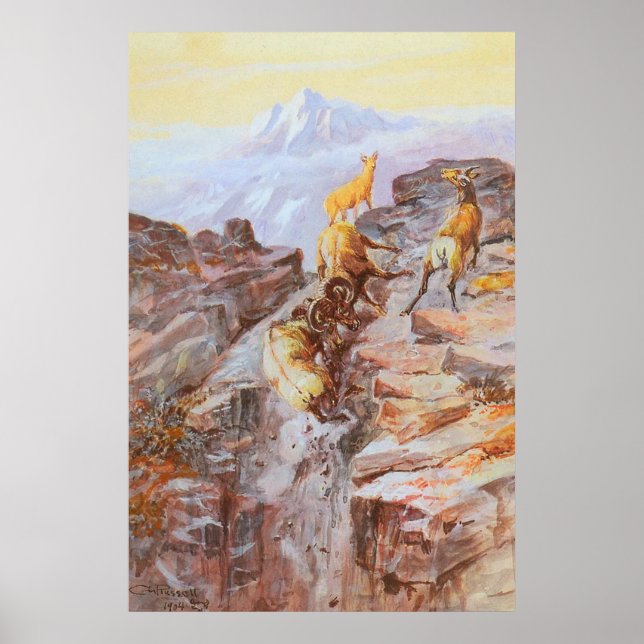 Poster Carnero Bighorn de Charles M Russell (Frente)
