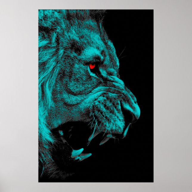 Poster Carnivore, predador de leões machos zangado (Frente)