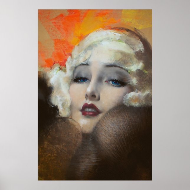 Poster Carole Lombard Retrait Art Deco (Frente)