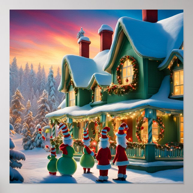Poster Caroleiros de Natal inspirados em Whoville (Frente)