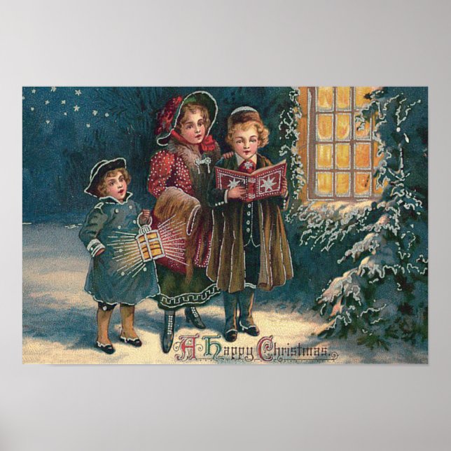 Póster Caroleiros para crianças em forma de leite (Frente)