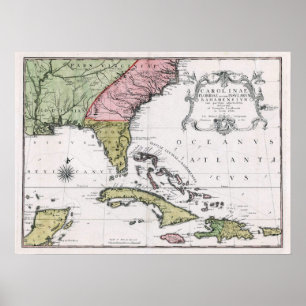 Póster Carolina 1755 e Florida e as ilhas baamianas
