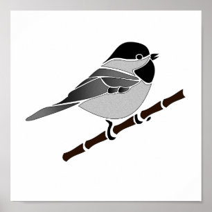 Poster Carolina Chickadee Songbird Ilustrada