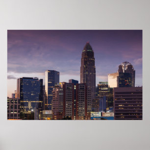 Póster Carolina do Norte, Charlotte, vista elevada