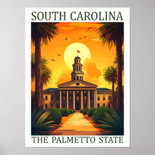 Poster Carolina do Sul, Palmetto, Estado dos EUA, Viagem