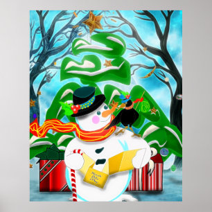 Poster Caroling Snowman Wall/Doy/Window