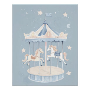Póster Carousel Nursery Wall Art, Cute Kids Room Impressã