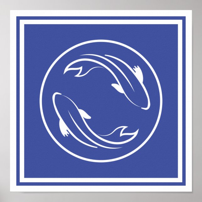 Poster Carp Koi Yin Yang Zen Espiritualidade Chinesa (Frente)