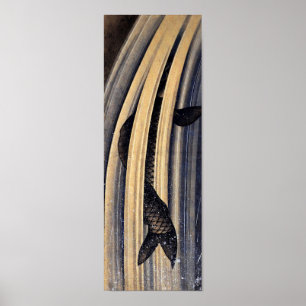Póster Carpa Pulando Caipira Quedas de Água Hokusai Belas