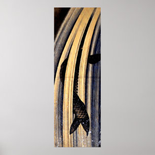 Póster Carpa saltando em uma cascata de Hokusai