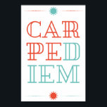 Poster Carpe Diem<br><div class="desc">Carpe Diem (aproveite o dia) é uma frase muito popular, que deveria ser lembrada de vez em quando. Embora esta frase seja muito antiga, tirada do Orace's Odes em 23 a.C., ela foi popularizada pela Sociedade do Poeta do Morto, e pelo personagem de Robin Williams, Johm Keating. O design é...</div>