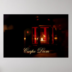 Poster Carpe Diem personalizável com luz de vela brilhan