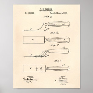 Póster Carpenter's Chisel 1889 Patent Art Old Peper