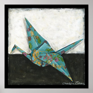 Póster Carrana Origami com Designs Florais