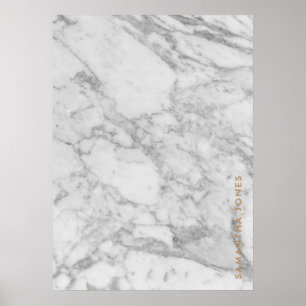 Poster Carrara Branca Marble Clássico Dourado Personaliza