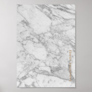 Poster Carrara Branca Marble Clássico Dourado Personaliza