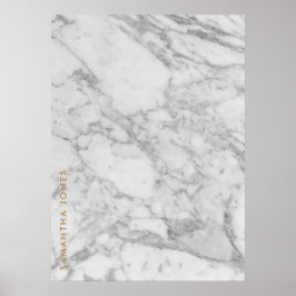 Poster Carrara Branca Marble Clássico Dourado Personaliza