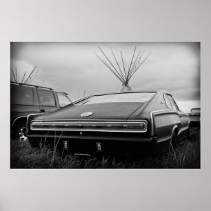 Póster Carregador de 1966 Dodge (B/W)