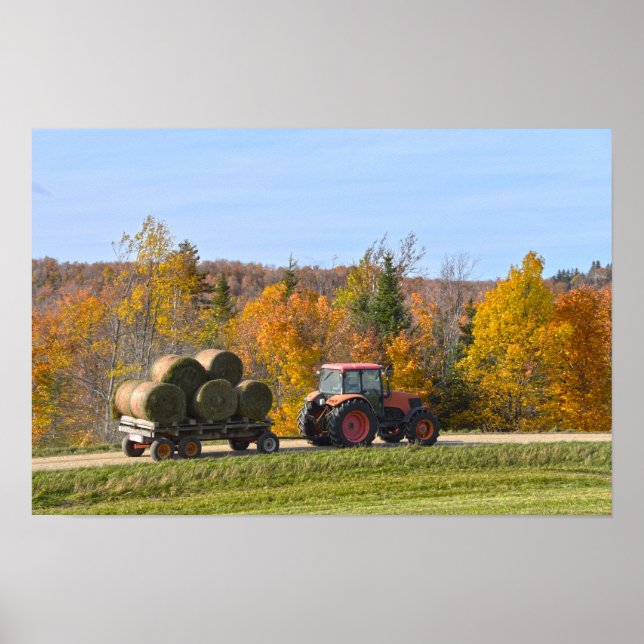 Poster Carregamento de Feno em Vermont no Outono (Frente)