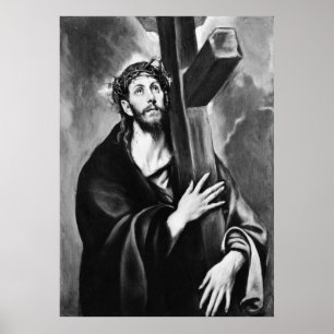 Poster Carregando cristo Cruz (Preto e Branco)