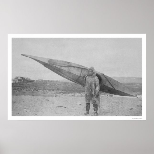 Poster Carregando esquimó Kayak 1909 (Frente)