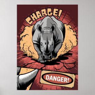 Poster Carregando o Rhino Comic - Energia selvagem e peri