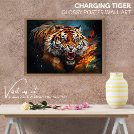 Póster Carregando Tigre Poster Wall Art brilhante