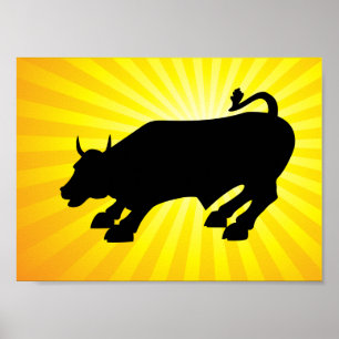 Póster Carregando Touro Negro de Wall Street