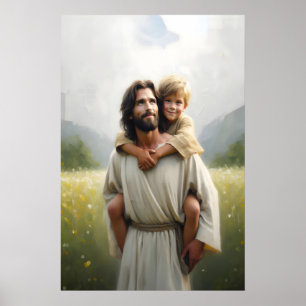 Poster Carregue-me Jesus e Menino Jesus e Crianças Cristã