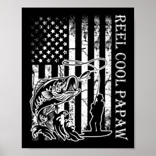 Poster Carretel de pesca masculino Papaw Cool bandeira am
