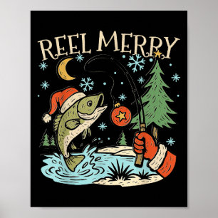 Poster Carretel Feliz Natal Pescaria Piada Gancho B Fi-ca