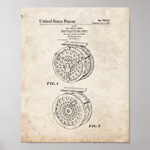 Póster Carretel para a patente da pesca com mosca - olhar