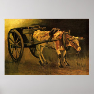 Poster Carrinho com Ox Vermelho e Branco de Van Gogh.
